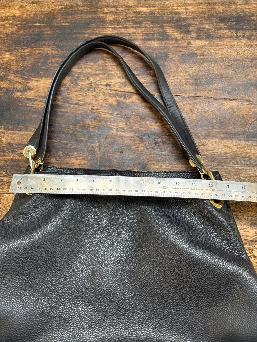 Michael Kors Raven Large Pebbled Leather Shoulder Tote Black Leather Purse bag